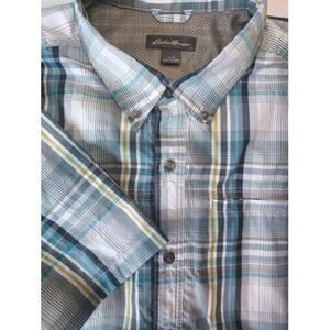 Eddie Bauer‎ Short Sleeve Button Front Classic Camp Shirt Nylon Men's Large
